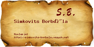 Simkovits Borbála névjegykártya